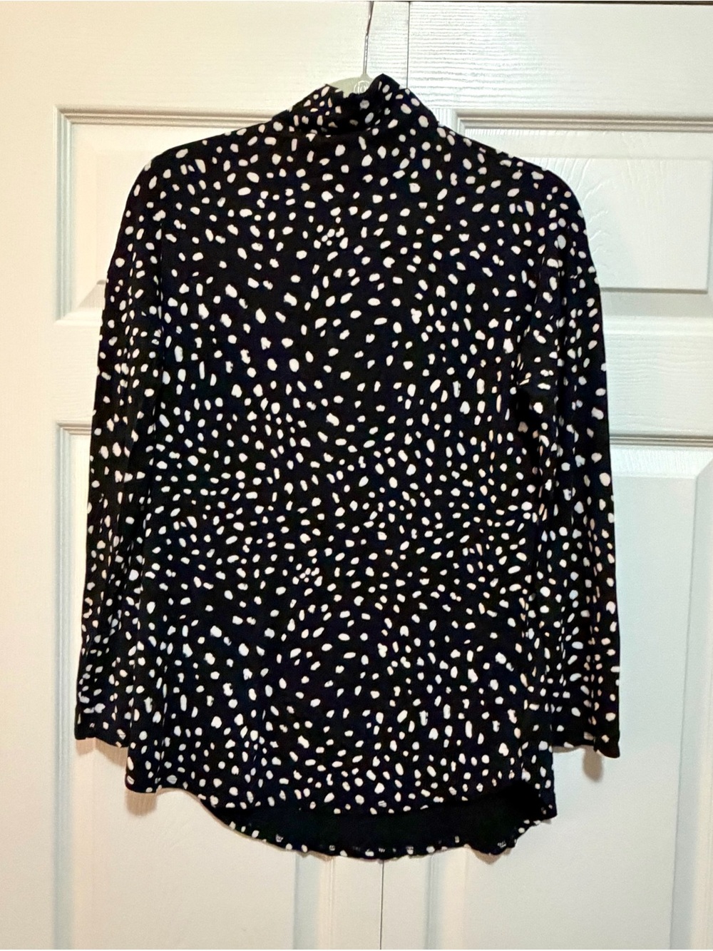 Daily Ritual Black Mock Neck Long Sleeve Top with White Spot Print